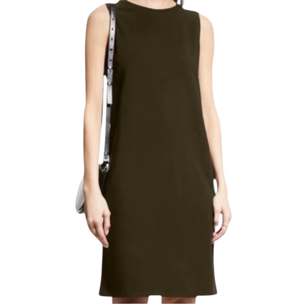 Eileen Fisher Stretch Knit Jersey Sleeveless Shift Dress Black SZ M